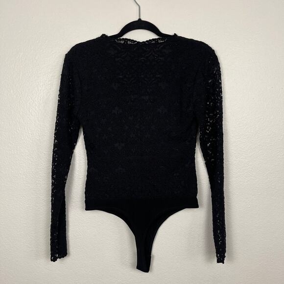 Jonathan Simkhai Long Sleeve Lace Button Front Scallop Neckline Bodysuit Small - Picture 4 of 9